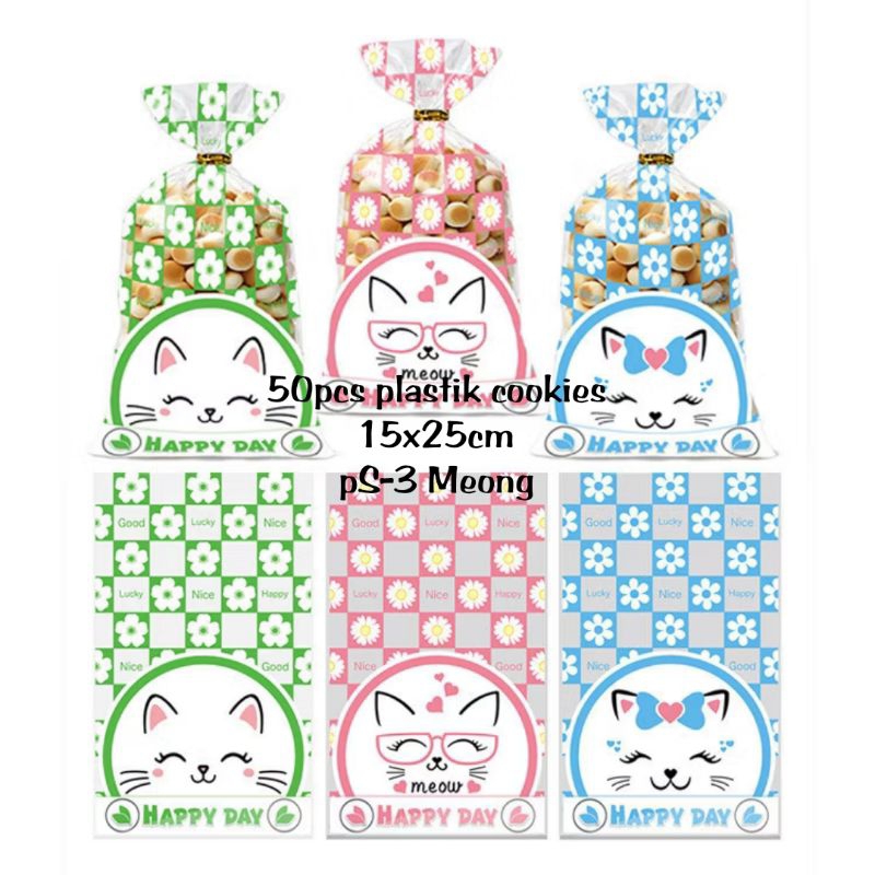 

Plastik Cookies Lucu 15x23cm Meong Happy Day Mix 3 warna