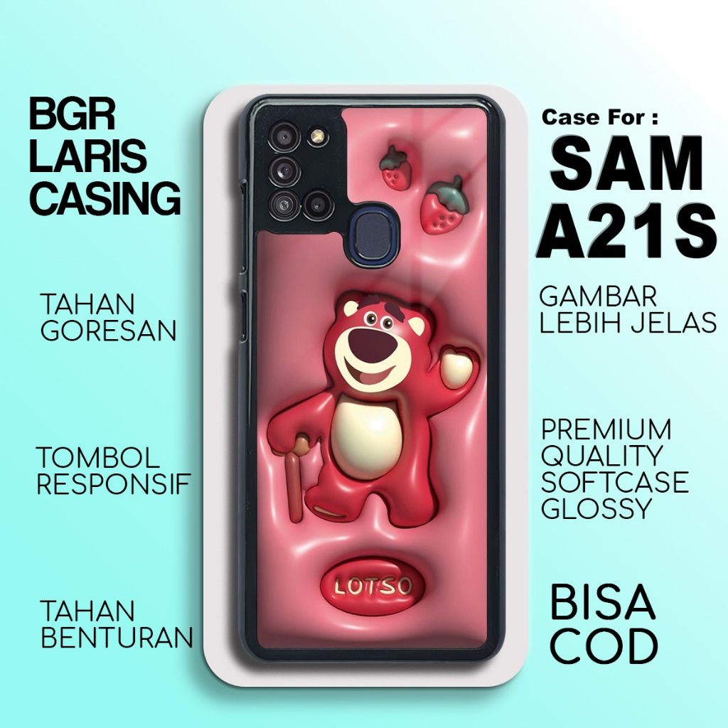 Case Samsung A21S Terbaru Cute Bear Hardcase Softcase Glossy Casing Samsung A21S Termurah Terlaris