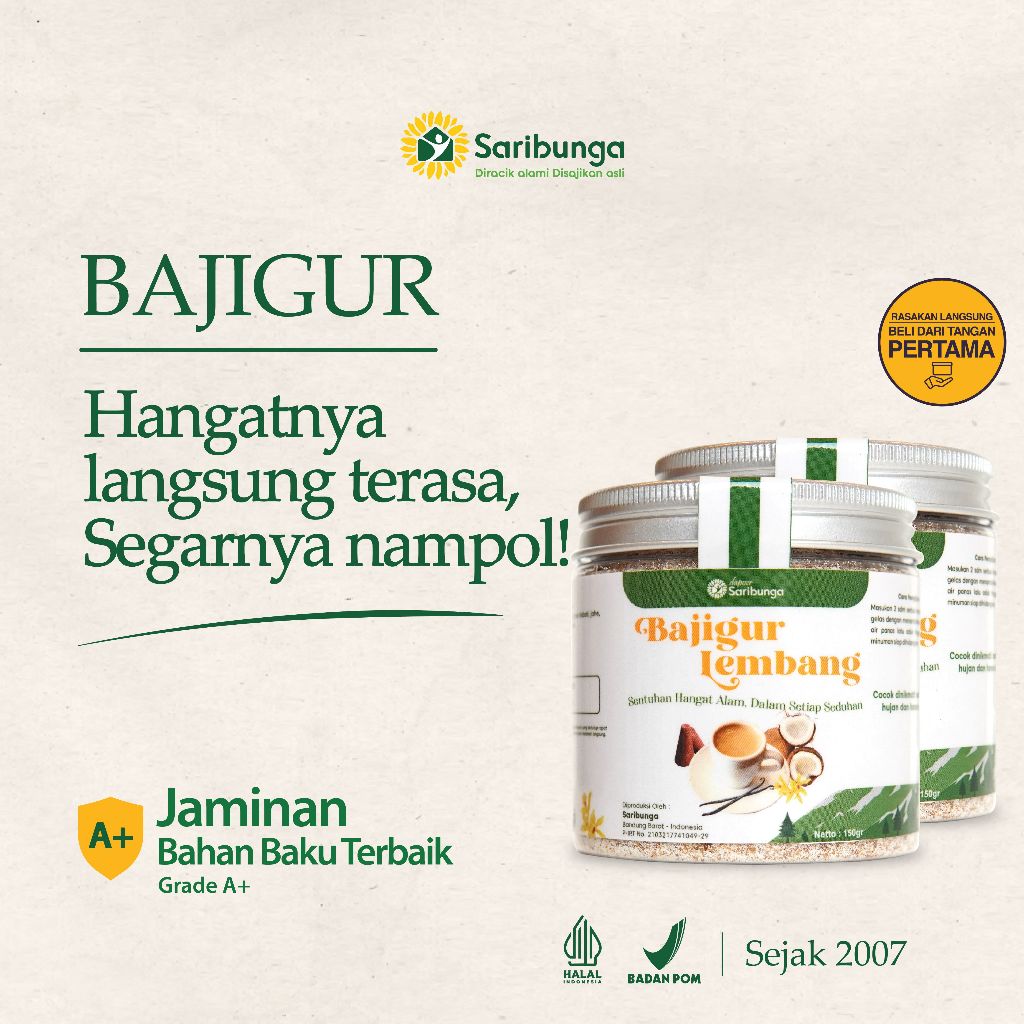 

(New)Bajigur Premium Grade A+ By SARIBUNGA - Menghangatkan & Menyegarkan - Oleh Oleh Lembang Bandung
