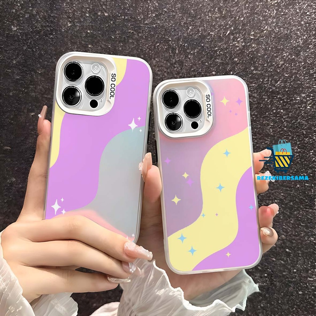 RB12058 SOFTCASE COVER PELINDUNG HP IMD GLOSSY RAINBOW GRADASI CUSTOM RAINBOW STAR UNTUK OPPO A1 A1K