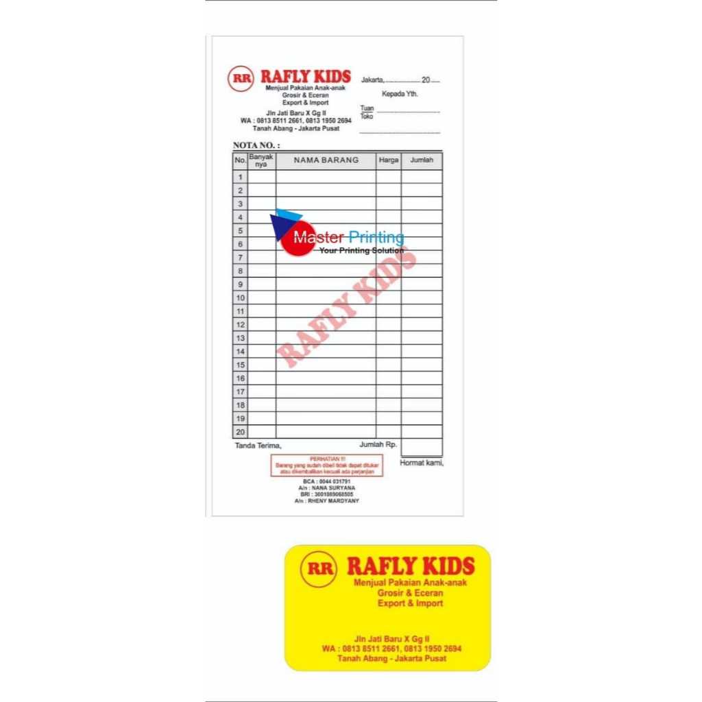 

PROMO cetak nota custom murah 2 ply ukuran sedang 1/3 folio Percetakan Murah Depok NT012