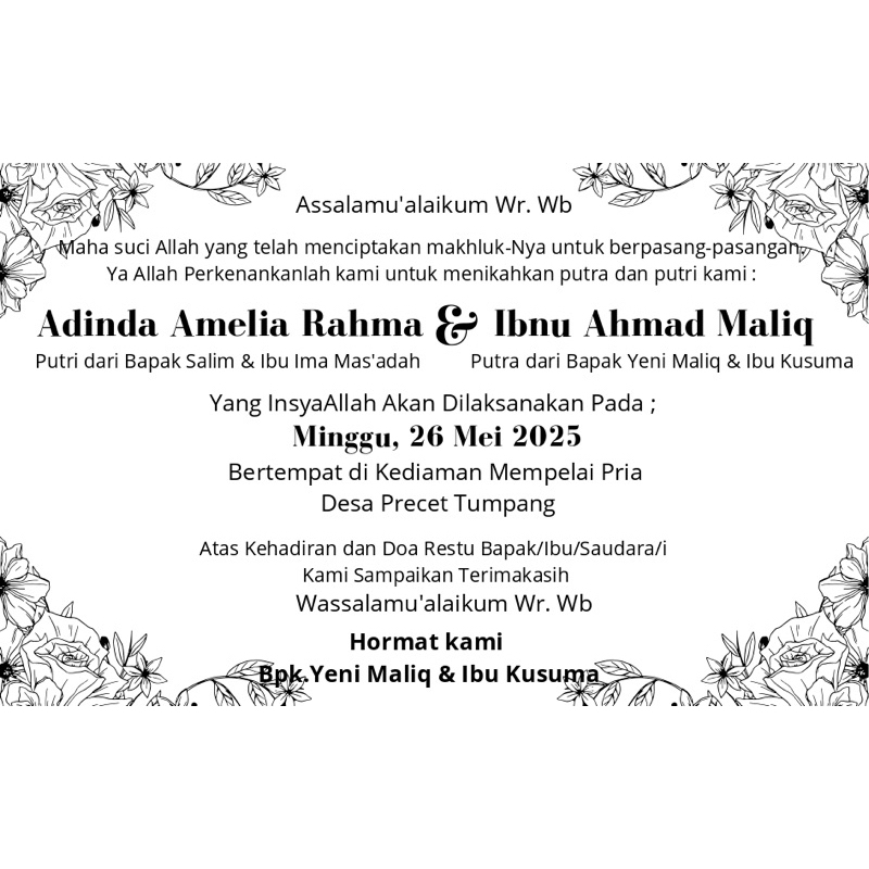 

(1 - 2 HARI JADI) UNDANGAN MURAH BESEK/TONJOKAN WALIMATUL URSY,KHITAN DLL