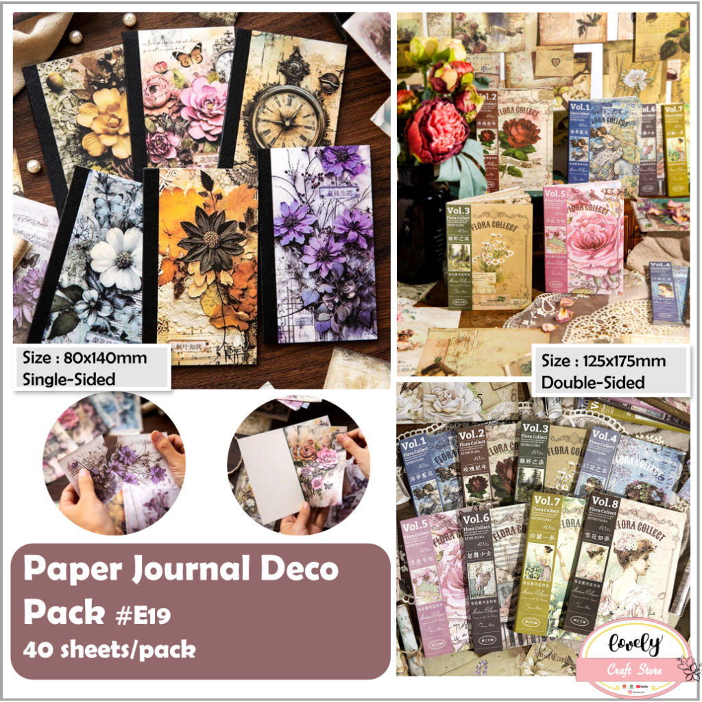 

LovelyCraftStore | E19 40pcs/pack Paper Pack Deco Pack Journalling Kit DIY Bujo Art Deco Pack Sticker Scrapbooking Diary Kit