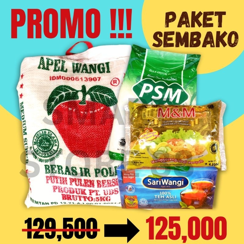 

PAKET SEMBAKO MURAH BERAS MINYAK GORENG GULA TEH