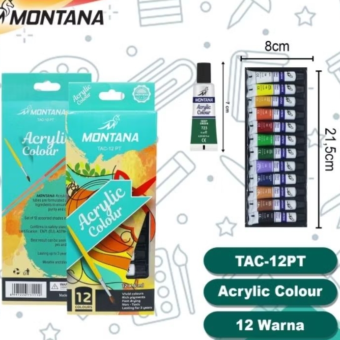 

cat akrilik 12 warna isi 6 ml, cat plastik, cat akrilik murah viral