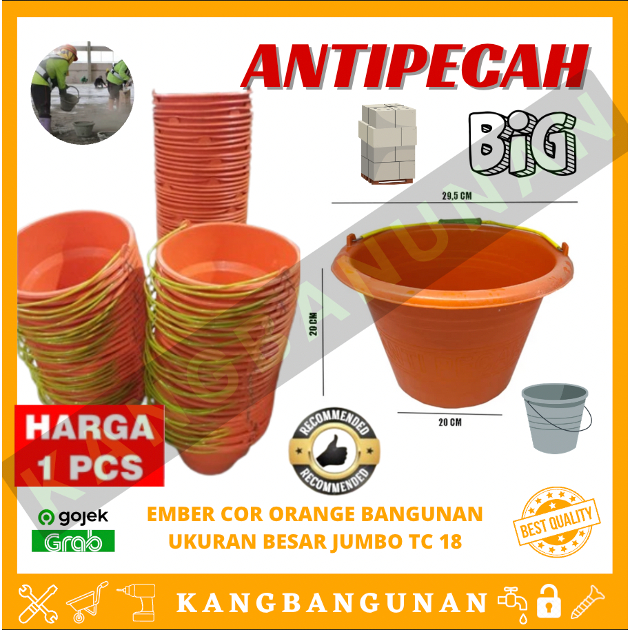 Ember Cor Besar Orange Anti Pecah Ember Plastik Besar Orange TC 18