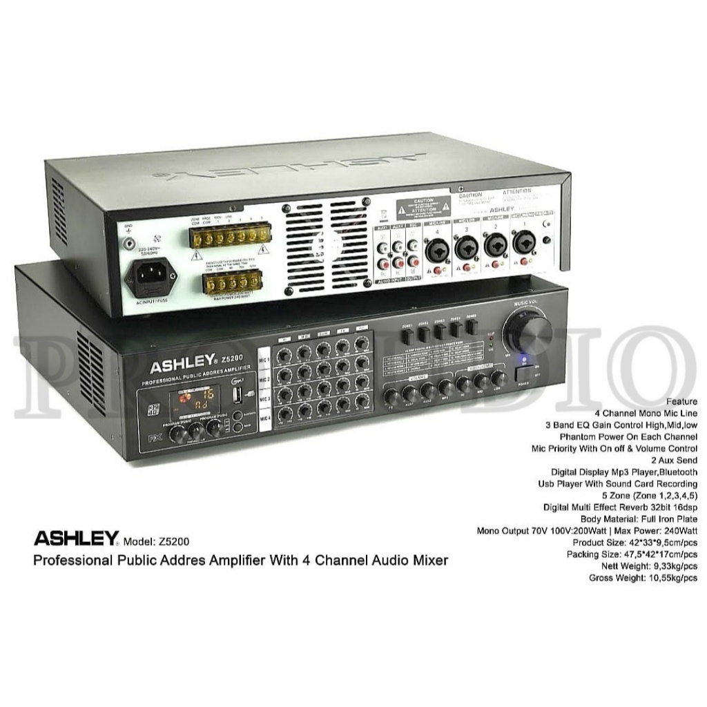 AMPLI ASHLEY Z5200 / Z 5200 / ASHLEY Z-5200 ORIGINAL / AMPLI TOA ORI