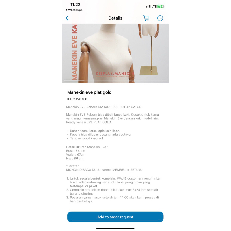 Preloved Manekin Eve wanita | maneqin second | patung