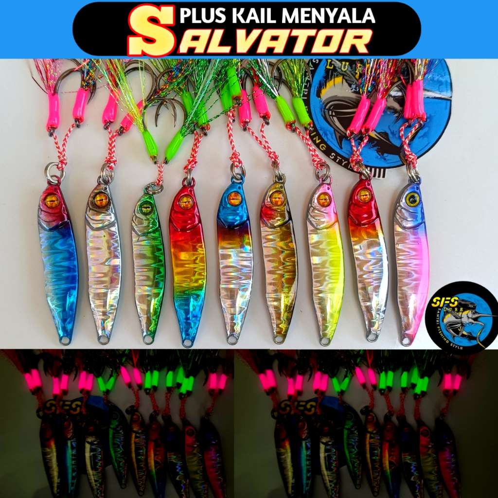 Umpan Pancing Metal jig 20gram plus kail asist hok micro jig 10gram 15gram Set Assist hok Siap lempa