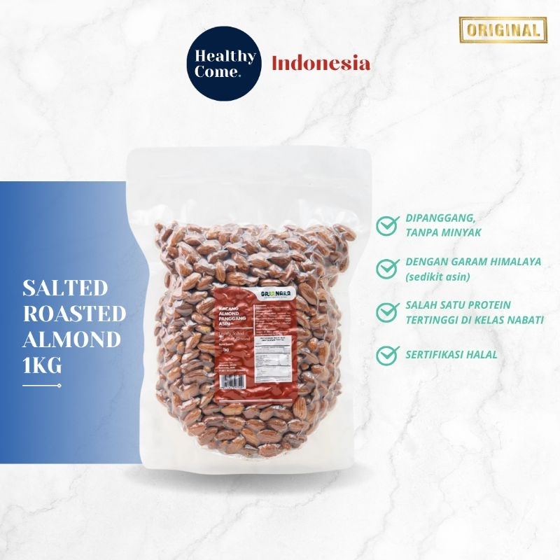 

Kacang Almond Panggang Asin / Lightly Salted Roasted Almond 1kg | Greenara