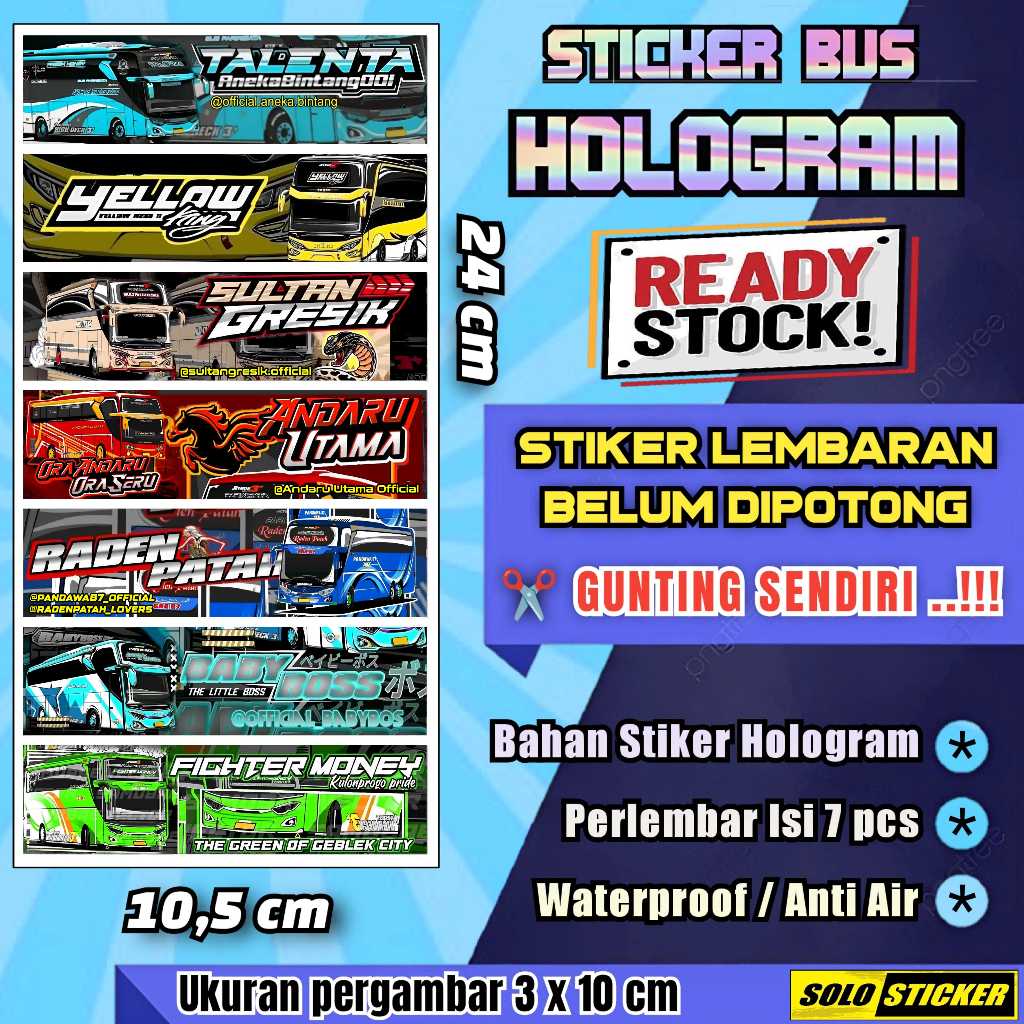 

Stiker Bus Panjang Hologram Lembaran Isi 7pc