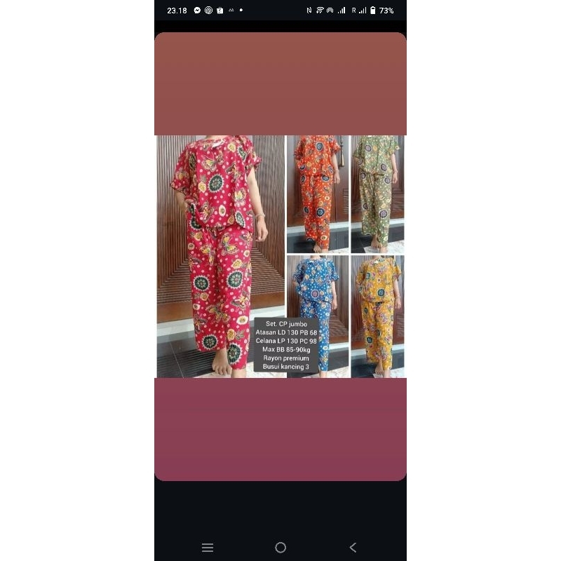 stelan rayon ld 125++ batik rayon piyama rayon jumbo