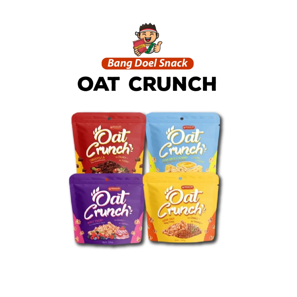 

Granolab Muesli - Oat Crunch - Camilan Oat - 50gr - Berry Yogurt / Cream Cheese / Chocotella / Abon Sapi