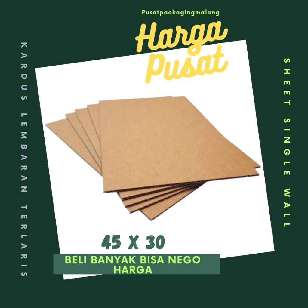 

Kardus Lembaran 45x30 / 45x20 / 45x10 Sheet Polos Single Wall Coklat