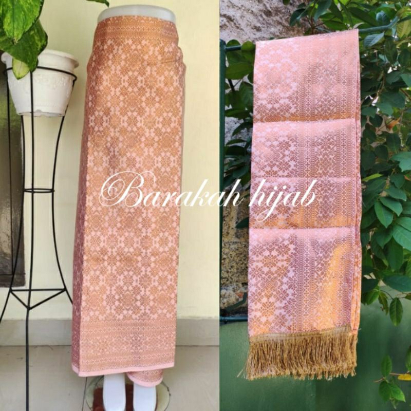 Satu Set Rok Songket Selendang segiempat glamor Ciput Cardigan Outer Bawahan Model Tradisional Tenun
