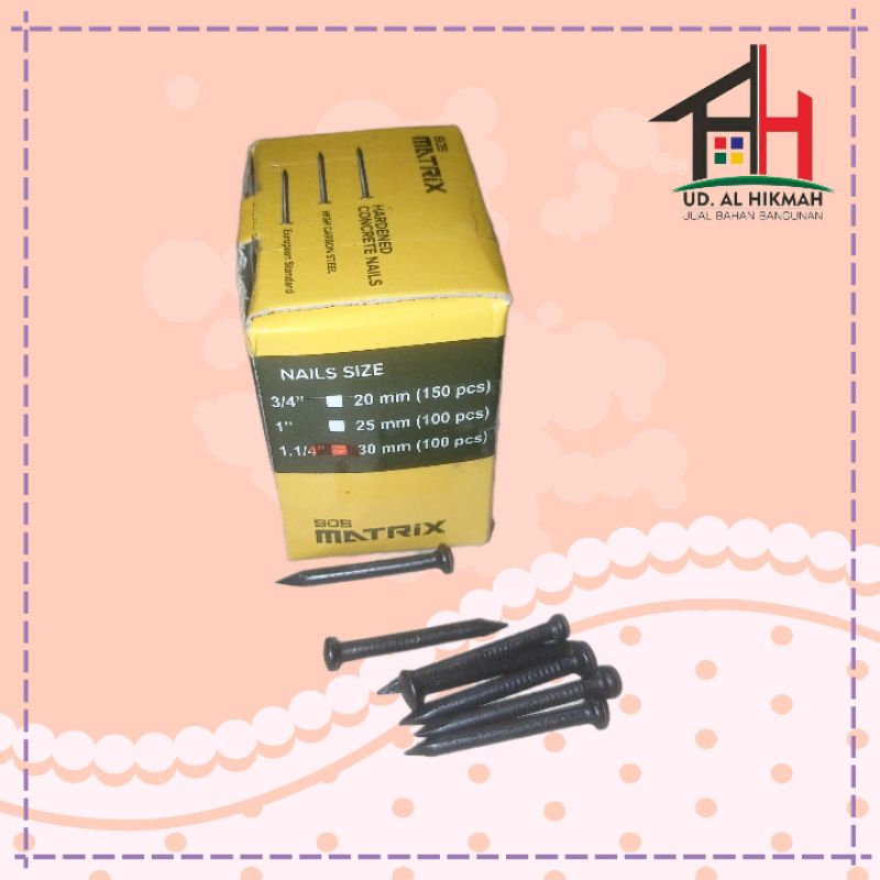 Paku Tembok 30 MATRIX HITAM / Paku Beton 3CM / Paku Baja