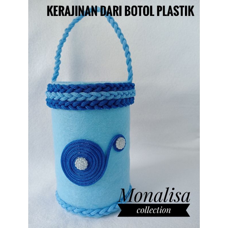 

keranjang hias dari botol bekas prakarya sekolah tempat pensil dari botol