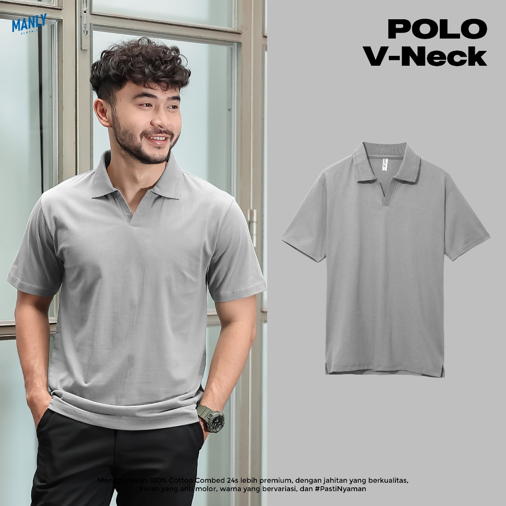 Kaos Kerah Lengan Pendek Premium Polo V-Neck Shirt Pria