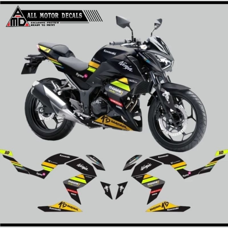 STRIPING NINJA Z250 LIVERY MOONEY / DECAL STICKER MOTOR NINJA Z 250 / AKSESORIS CUSTOM GRAFIS MOONEY