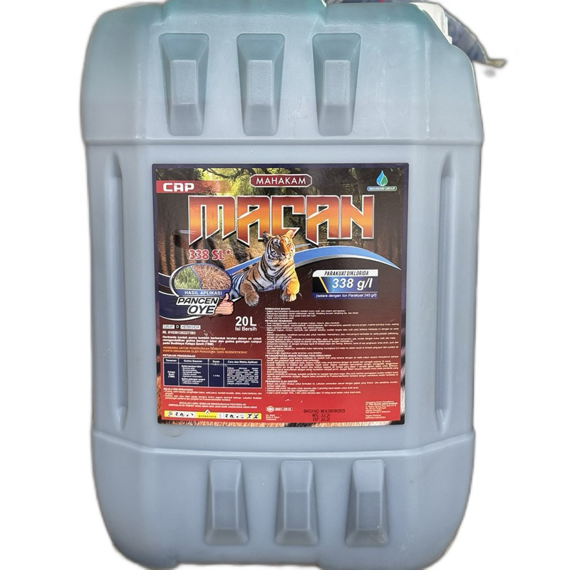 HERBISIDA KONTAK CAP MACAN 338 SL 20 LITER MAHAKAM/RACUN GULMA DAUN LEBAR&RUMPUT KELAPA SAWIT 20L