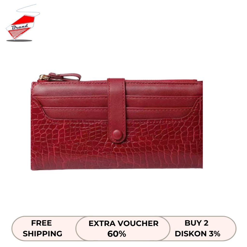 Dompet Panjang Wanita Polos Simple Bahan Kulit Croco Original