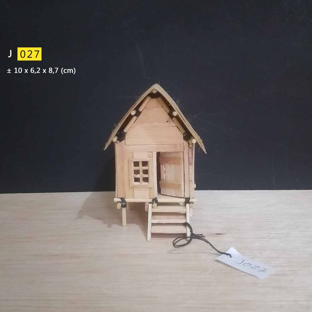 [J027] Miniatur Rumah Kayu Bambu Stik Eskrim u/ aksesoris diorama / akuarium / aquascape / lainnya
