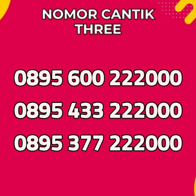 Nomor cantik 3 double triple 000 kartu perdana tri