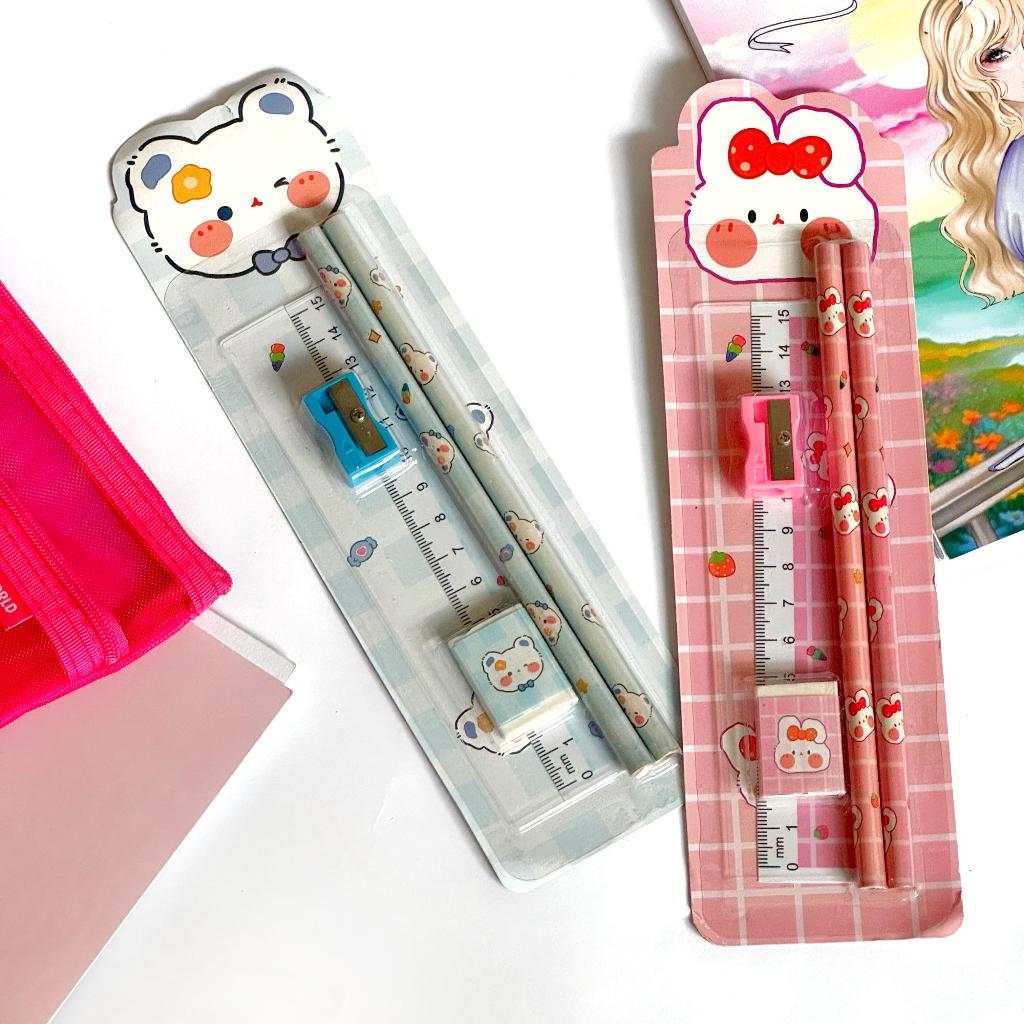 

Set Alat Tulis Anak Lengkap Pensil Penghapus Penggaris Rautan Murah Karakter Lucu