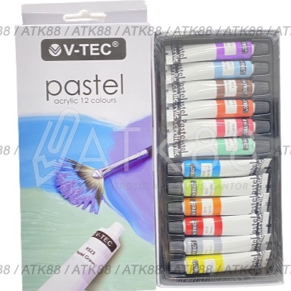 

Hemat Cat Acrylic Pastel Colour VTEC Cat Akrilik 12 Warna 6ml VTec