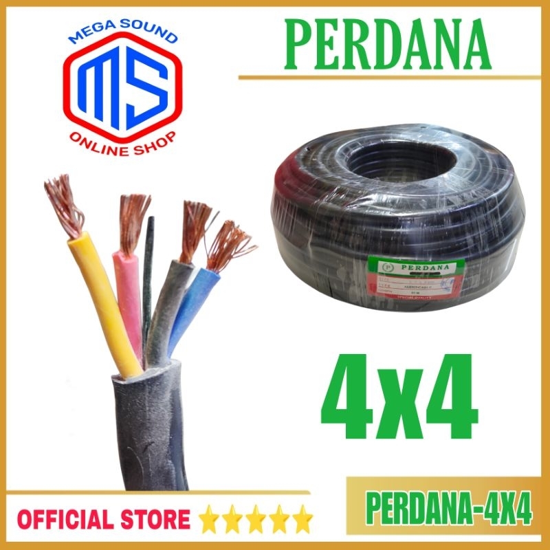 Kabel Audio Speaker 4x4 Perdana Kabel Listrik isi 4 Perdana Serabut 50M