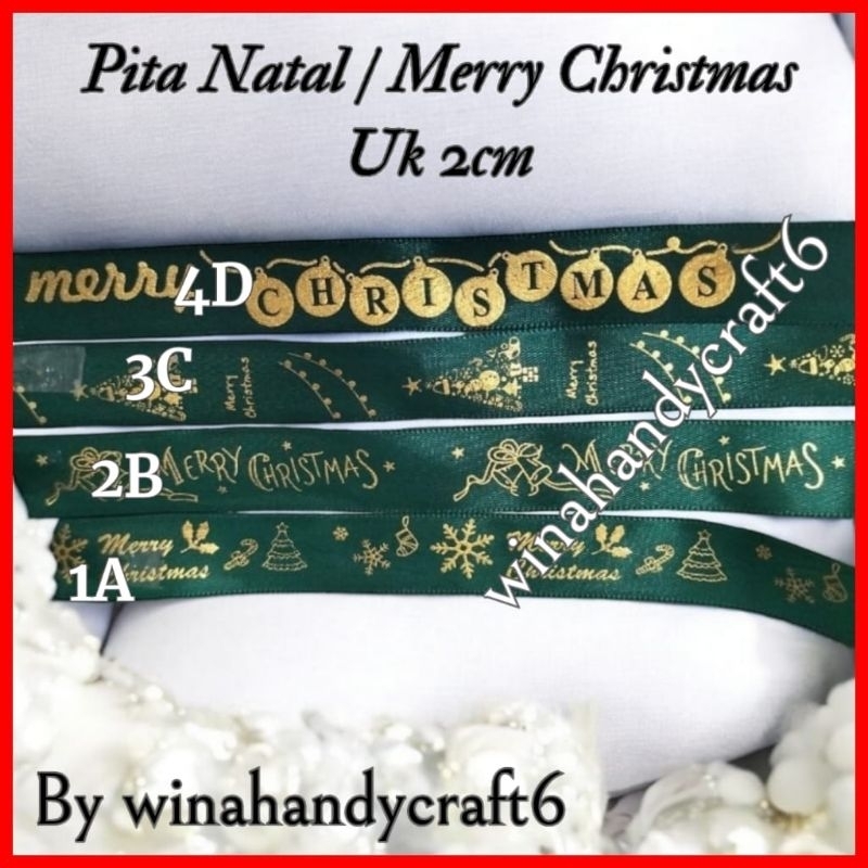 

Pita Satin Natal Merry Christmas Uk 2cm Per Roll