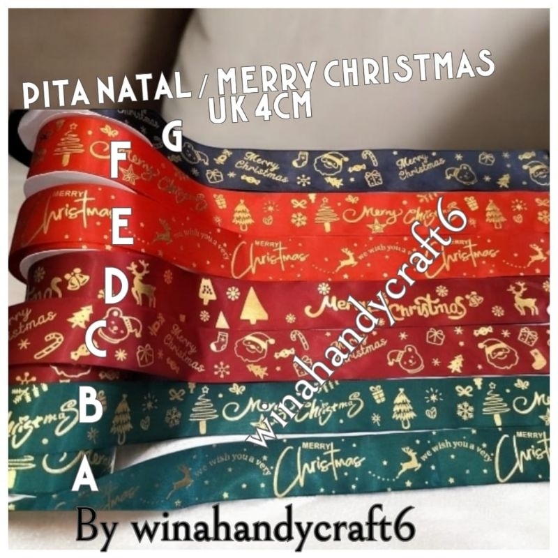 

Pita Satin Natal Merry Christmas Uk 4cm Per Roll