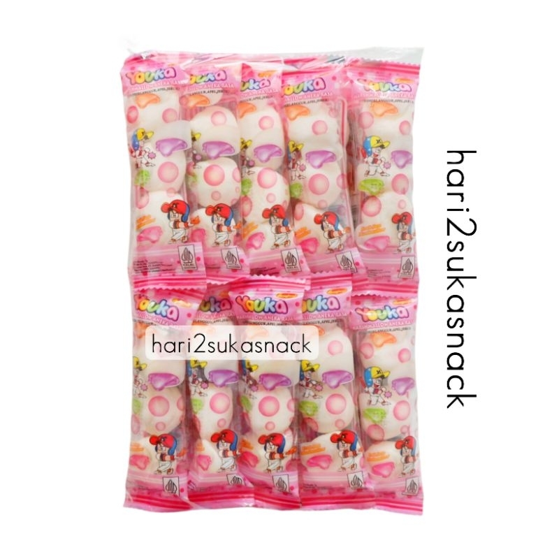 

Marshmallow Youka Ranjani Bulat Isi 20 pcs / Permen Marshmallow Kepang Stick Rasa Aneka Buah / Super Mini Chalk Marshmallow Halal