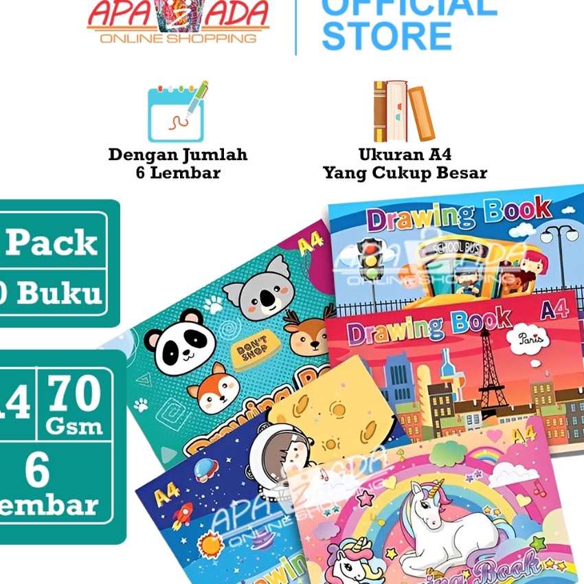 

Mega Apazada Buku Gambar A4 Squeezy 6 Lembar 1 Pack 1 Pcs Drawing Book BGSQA426