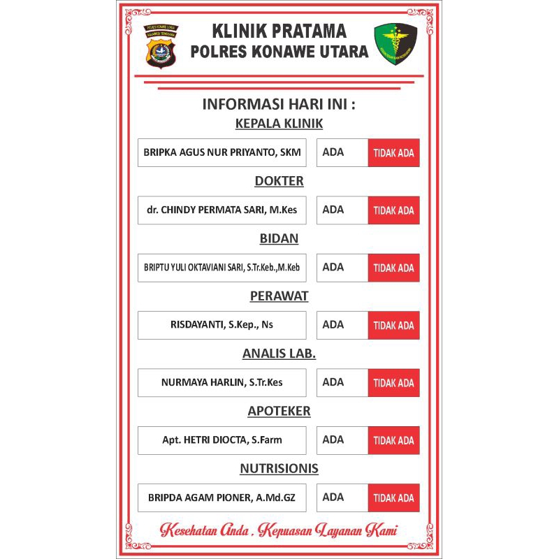 

Akrilik Papan Nama Custom Jadwal Praktek,Papan Informasi