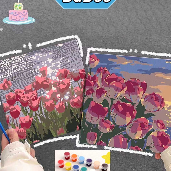 

KF7 Babee Kartun 2x2cm Paint By Number Kit DIY Painting Kit Canvas Paint By Number Dital Melukis