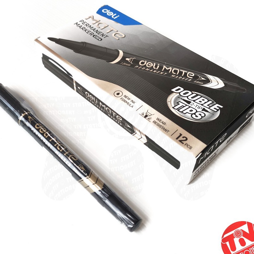 

JAMINAN KEPUASAN PELANGGAN Permanent Marker 2in1 Deli MATE Black 5 1 mm 1 pack 12 pcs