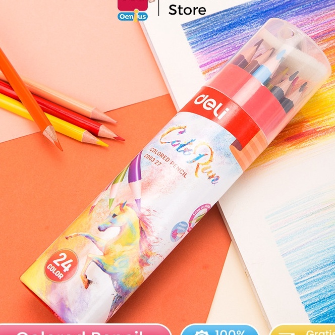 

Top Deli Coloring Pencil Pensil Warna 122436 Warna Triangular Gratis Rautan EC3X7
