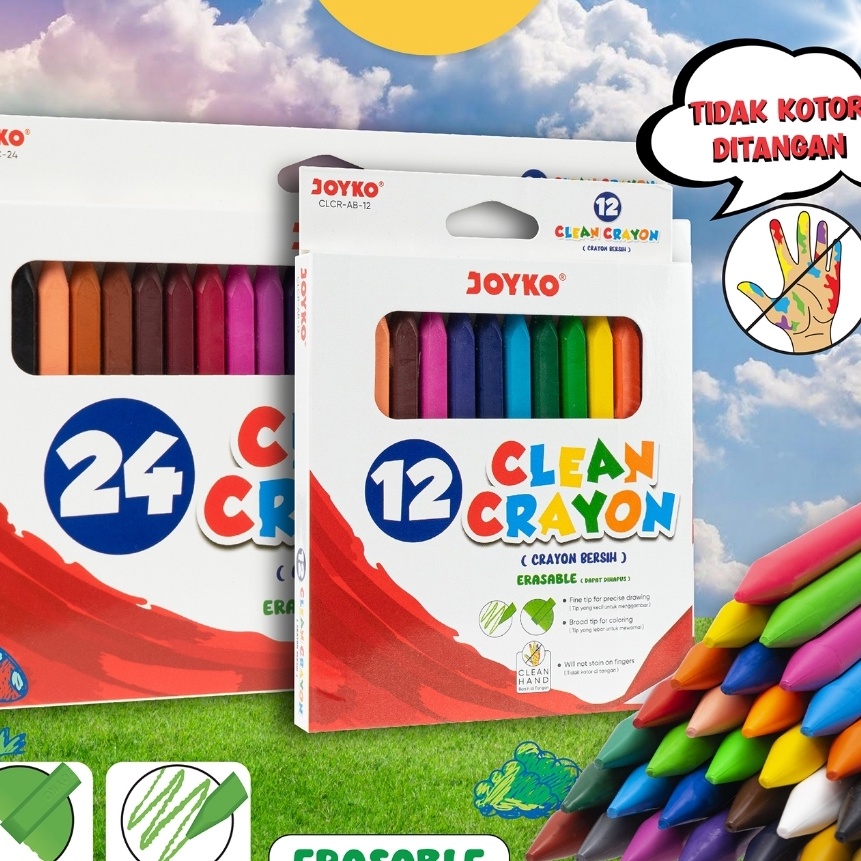 

KI3 Krayon Bersih Dapat Dihapus Clean Crayon Erasable Joyko