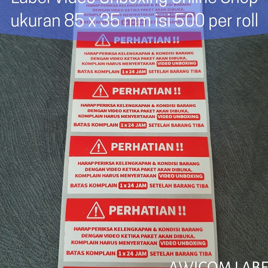 

KI3 Stiker Wajib Video Unboxing ukuran 85x35 isi