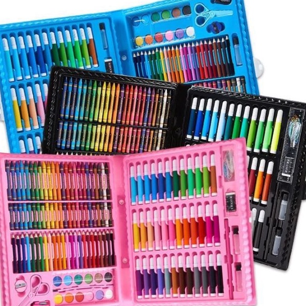 

berkualitas Crayon Art Set 15 Pcs Crayon Art Set Peralatan Gambar Lukis Pensil Warna 1 Set Colouring Set 15 PcsMOTIF 3 WARNA HITAMBIRU DAN PINK