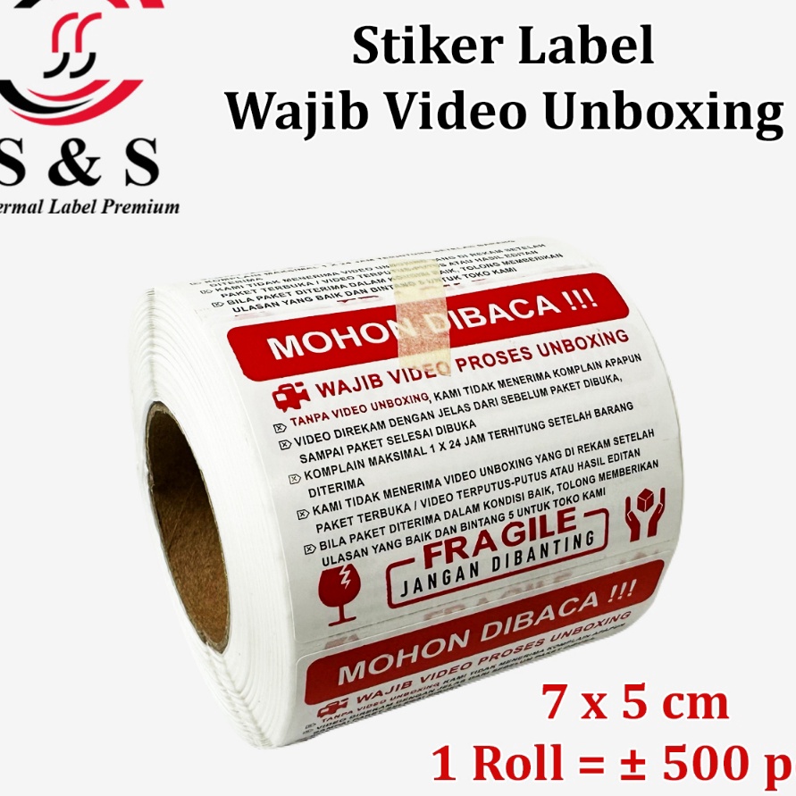 

KF7 PCS Sticker Label Wajib Video Unboxing 7 x 5 cm FRAGILE Jangan DIbanting