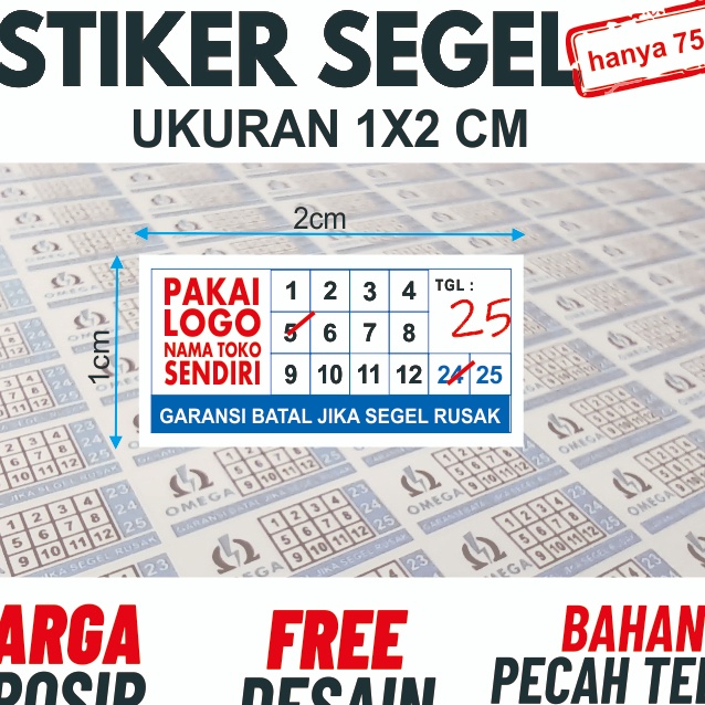 

Beli Cetak INSTANT Stiker Segel Garansi ukuran 1x2cm Kes Pecah Telor