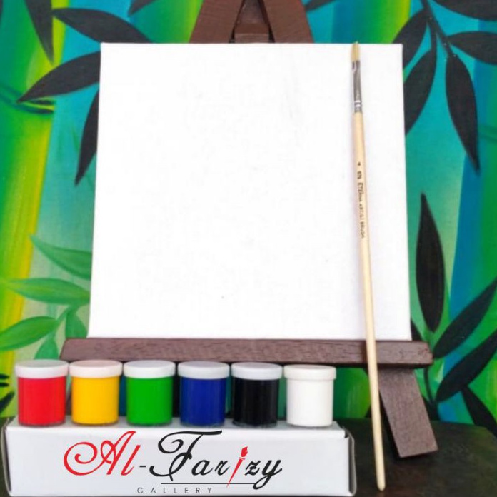 

Mega Kanvas Lukis Putih Legkap dengan cat akrilik 6 warna bonus kuas lukis tersedia berbagai ukuran