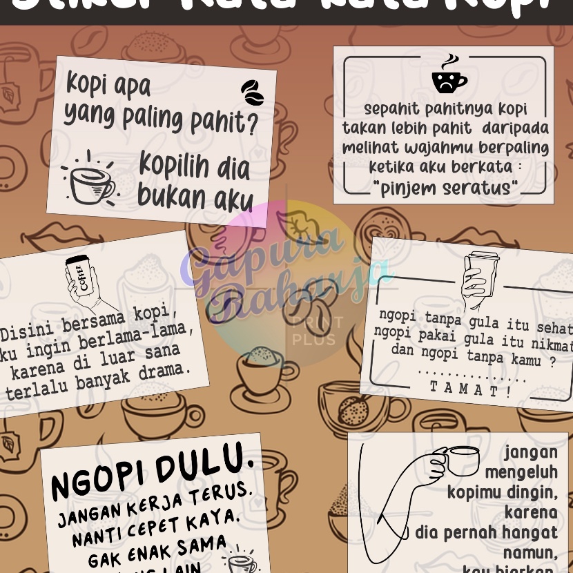 

Gila 12 pcs Stiker Kata Kata Tentang Kopi Lucu Transfaran