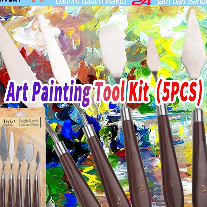 

Terbatas ISI 5PCS Pisau Palet Painting Knife Paint Knife Spatula Dekorasi Kue Lukis Ukir Palette Knife