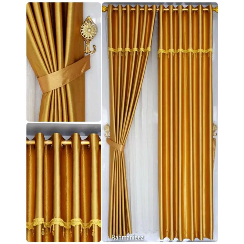 GORDEN TIRAI JENDELA PONI POLOS GLOSSY BLACKOUT PINTU KAMAR MINIMALIS MEWAH