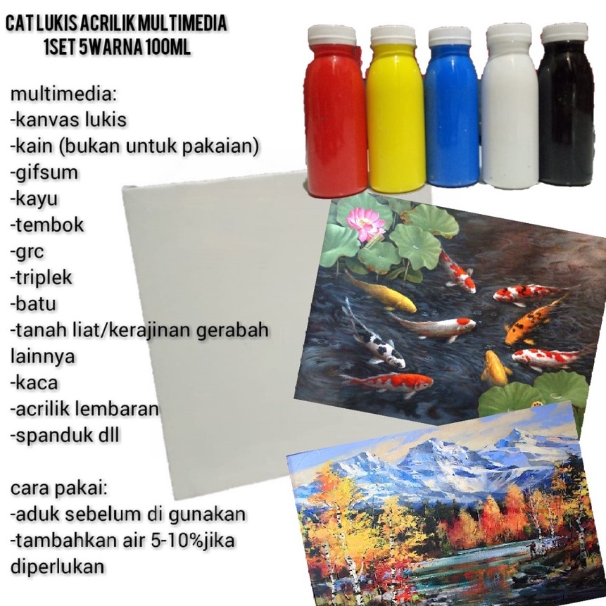 

Terbatas cat lukis acrilik 1 set 5warna 1ml