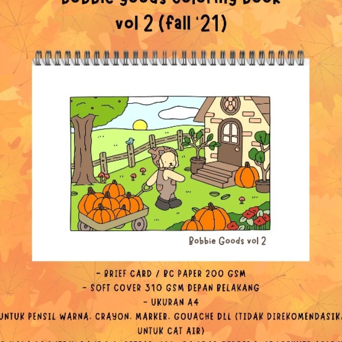 

KP8 Bobbie Goods Coloring Book Vol 2 Fall 2 18 halaman buku mewarnai kes BC tebal 2 gsm