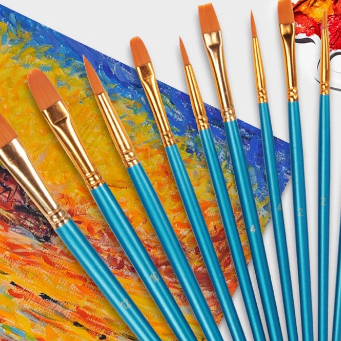 

HJ6 1pcsSet Professional Nylon Matte Blue Rod Lukis Oil BrushPaintbrush NylonWatercolor Pen Set Art Supplies